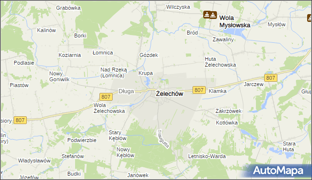mapa Żelechów powiat garwoliński, Żelechów powiat garwoliński na mapie Targeo