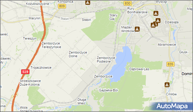 mapa Zemborzyce Podleśne, Zemborzyce Podleśne na mapie Targeo