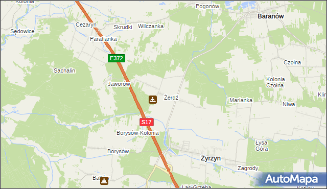 mapa Żerdź gmina Żyrzyn, Żerdź gmina Żyrzyn na mapie Targeo