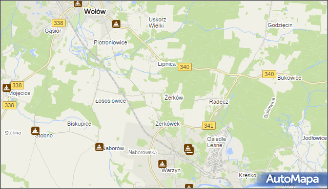 mapa Żerków gmina Brzeg Dolny, Żerków gmina Brzeg Dolny na mapie Targeo