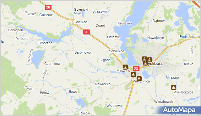 mapa Zgoda gmina Myślibórz, Zgoda gmina Myślibórz na mapie Targeo