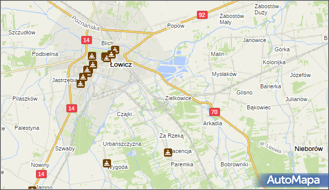 mapa Zielkowice, Zielkowice na mapie Targeo