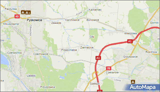 mapa Ziemięcice, Ziemięcice na mapie Targeo