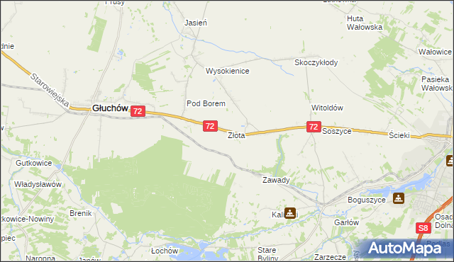 mapa Złota gmina Głuchów, Złota gmina Głuchów na mapie Targeo