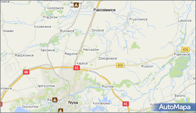 mapa Złotogłowice, Złotogłowice na mapie Targeo