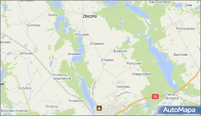 mapa Żmijewo gmina Zbiczno, Żmijewo gmina Zbiczno na mapie Targeo