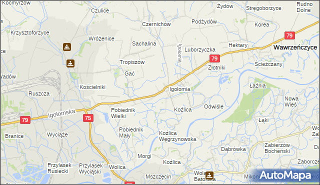 mapa Zofipole gmina Igołomia-Wawrzeńczyce, Zofipole gmina Igołomia-Wawrzeńczyce na mapie Targeo