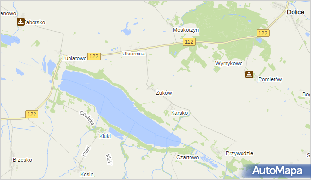 mapa Żuków gmina Przelewice, Żuków gmina Przelewice na mapie Targeo