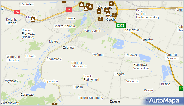 mapa Zwódne, Zwódne na mapie Targeo