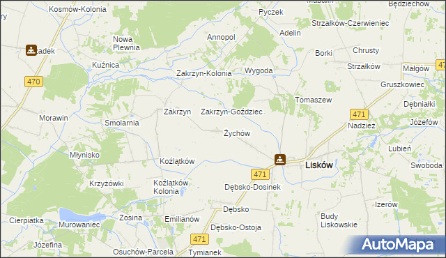 mapa Żychów, Żychów na mapie Targeo