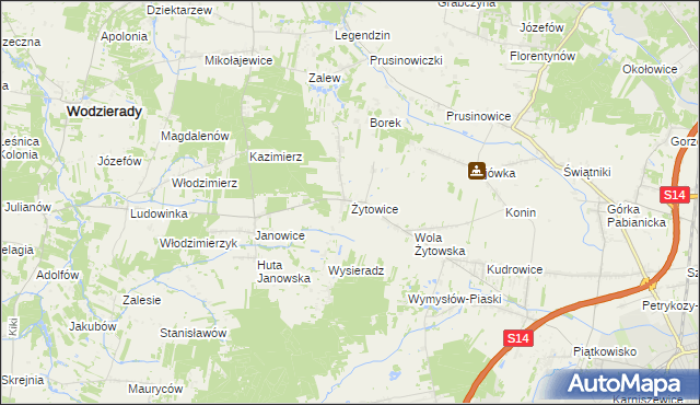 mapa Żytowice, Żytowice na mapie Targeo