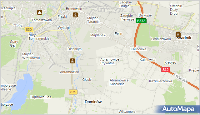 mapa Abramowice Prywatne, Abramowice Prywatne na mapie Targeo