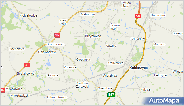 mapa Bąki gmina Kobierzyce, Bąki gmina Kobierzyce na mapie Targeo