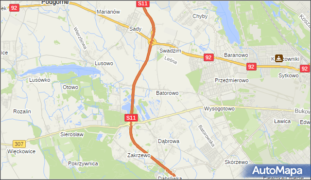 mapa Batorowo gmina Tarnowo Podgórne, Batorowo gmina Tarnowo Podgórne na mapie Targeo