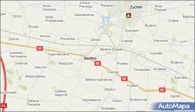 mapa Bedlno-Wieś, Bedlno-Wieś na mapie Targeo