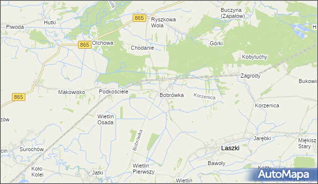 mapa Bobrówka gmina Laszki, Bobrówka gmina Laszki na mapie Targeo