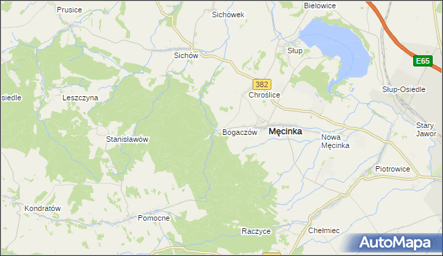 mapa Bogaczów gmina Męcinka, Bogaczów gmina Męcinka na mapie Targeo