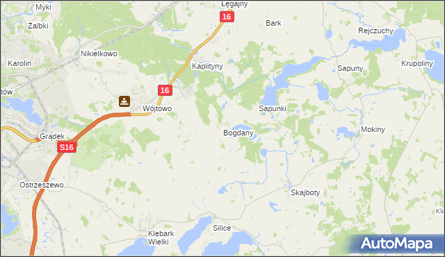 mapa Bogdany gmina Barczewo, Bogdany gmina Barczewo na mapie Targeo