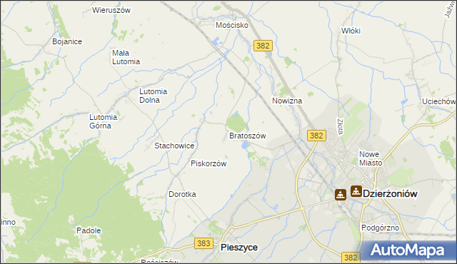 mapa Bratoszów, Bratoszów na mapie Targeo