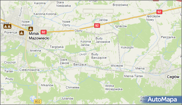 mapa Budy Barcząckie, Budy Barcząckie na mapie Targeo