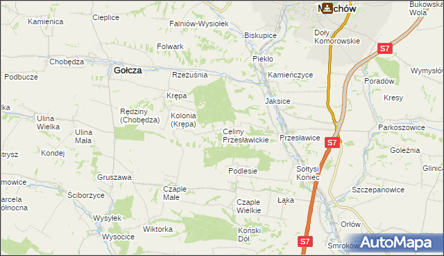 mapa Celiny Przesławickie, Celiny Przesławickie na mapie Targeo