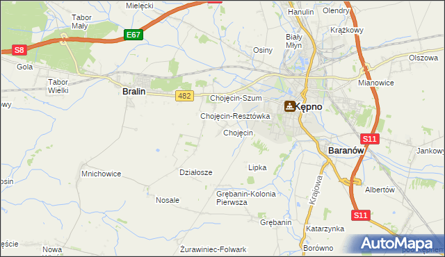 mapa Chojęcin, Chojęcin na mapie Targeo