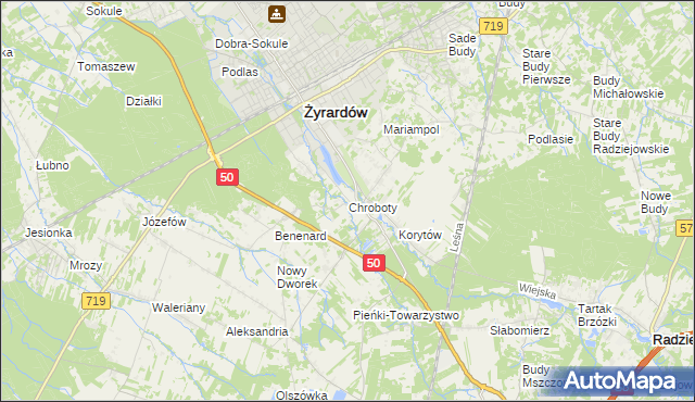 mapa Chroboty, Chroboty na mapie Targeo