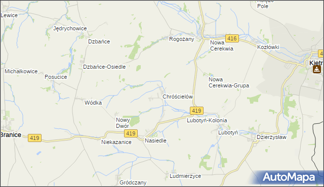 mapa Chróścielów, Chróścielów na mapie Targeo