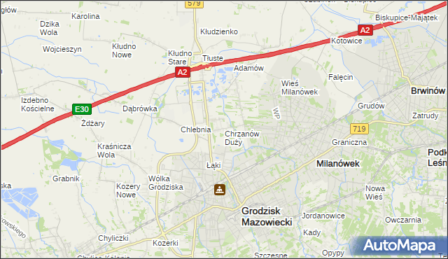 mapa Chrzanów Duży, Chrzanów Duży na mapie Targeo
