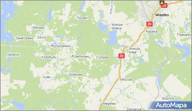 mapa Cicholas, Cicholas na mapie Targeo