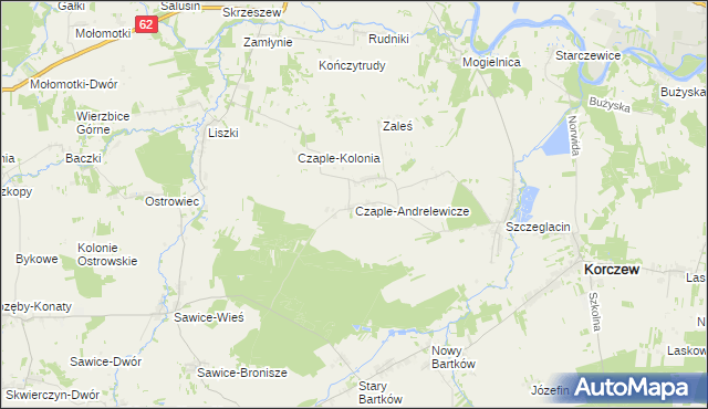 mapa Czaple-Andrelewicze, Czaple-Andrelewicze na mapie Targeo