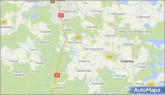 mapa Czarnogoździce, Czarnogoździce na mapie Targeo