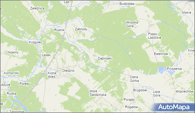 mapa Dąbrówki gmina Krasocin, Dąbrówki gmina Krasocin na mapie Targeo