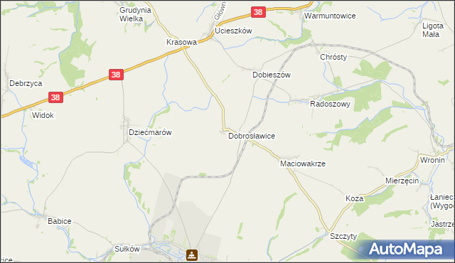 mapa Dobrosławice gmina Pawłowiczki, Dobrosławice gmina Pawłowiczki na mapie Targeo
