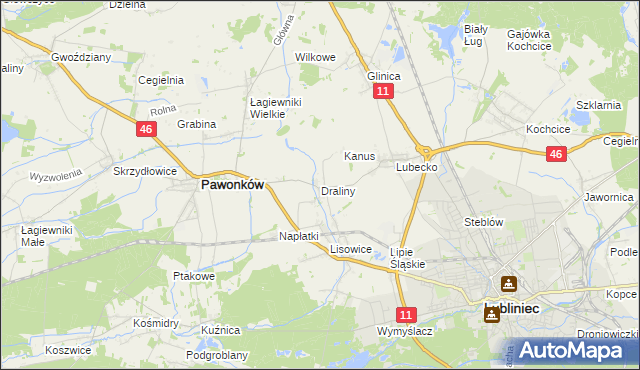 mapa Draliny, Draliny na mapie Targeo