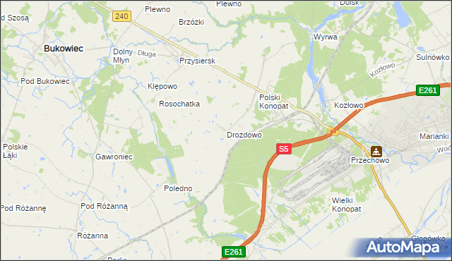 mapa Drozdowo gmina Świecie, Drozdowo gmina Świecie na mapie Targeo