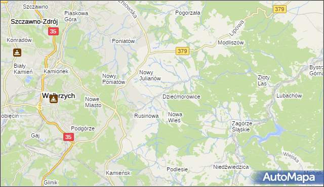 mapa Dziećmorowice, Dziećmorowice na mapie Targeo