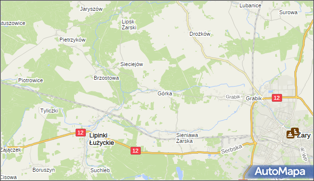 mapa Górka gmina Lipinki Łużyckie, Górka gmina Lipinki Łużyckie na mapie Targeo