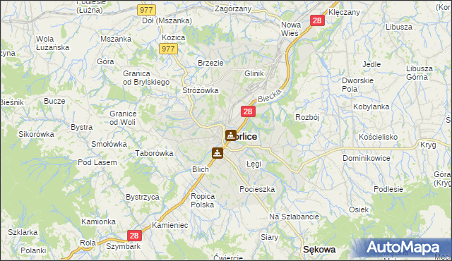 mapa Gorlic, Gorlice na mapie Targeo