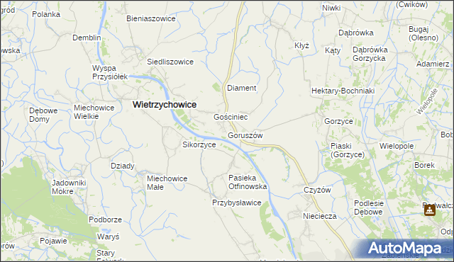 mapa Goruszów, Goruszów na mapie Targeo