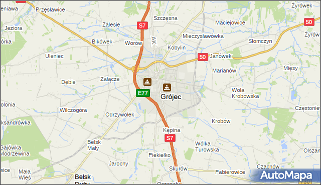 mapa Grójec, Grójec na mapie Targeo