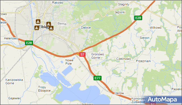 mapa Gronowo Górne, Gronowo Górne na mapie Targeo