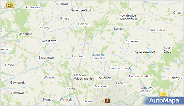 mapa Jackowo Dworskie, Jackowo Dworskie na mapie Targeo