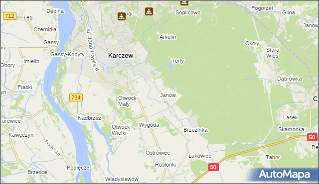 mapa Janów gmina Karczew, Janów gmina Karczew na mapie Targeo