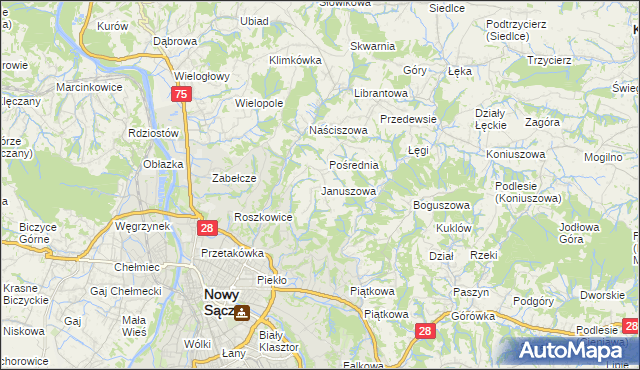 mapa Januszowa, Januszowa na mapie Targeo