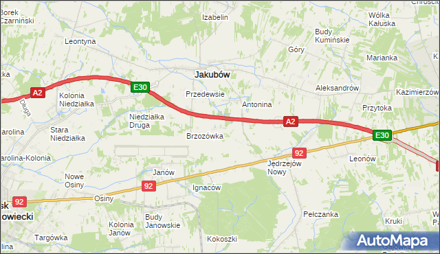 mapa Józefin gmina Jakubów, Józefin gmina Jakubów na mapie Targeo