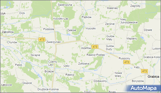 mapa Józefów gmina Drużbice, Józefów gmina Drużbice na mapie Targeo