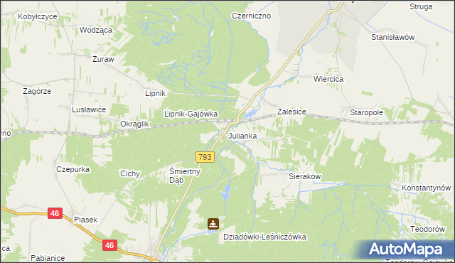 mapa Julianka gmina Przyrów, Julianka gmina Przyrów na mapie Targeo