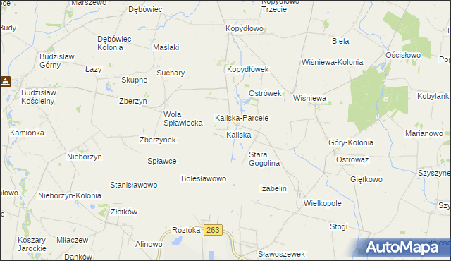 mapa Kaliska gmina Wilczyn, Kaliska gmina Wilczyn na mapie Targeo