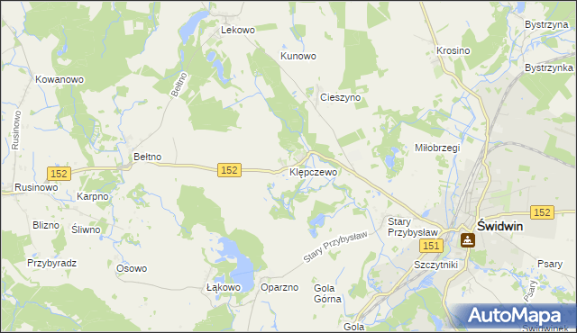 mapa Klępczewo, Klępczewo na mapie Targeo